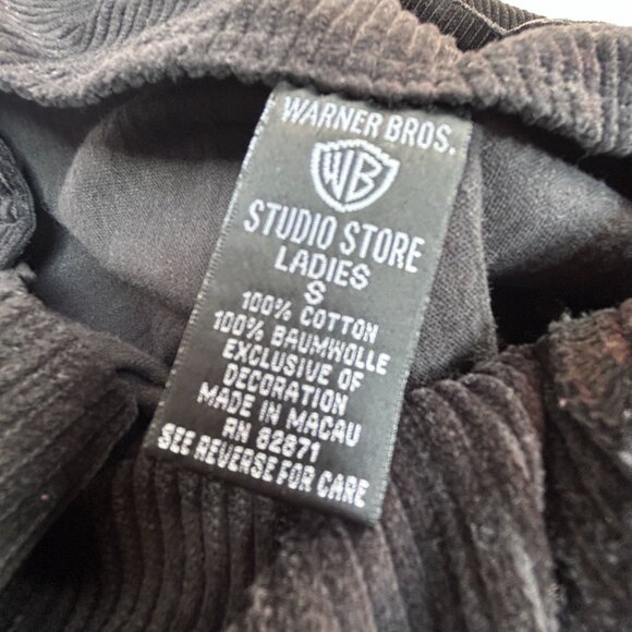 Vintage 90s Y2K Warner Brothers Looney Tunes Black Corduroy Mini Dress Small - Picture 3 of 10